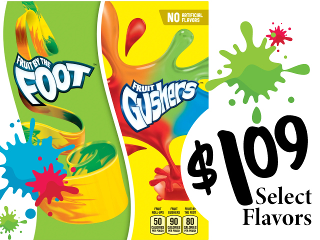 FRUIT BY THE FOOT OR GUSHERS